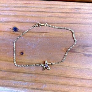 Avon Star Anklet Goldtone Clear Stone 9.5 inches Long